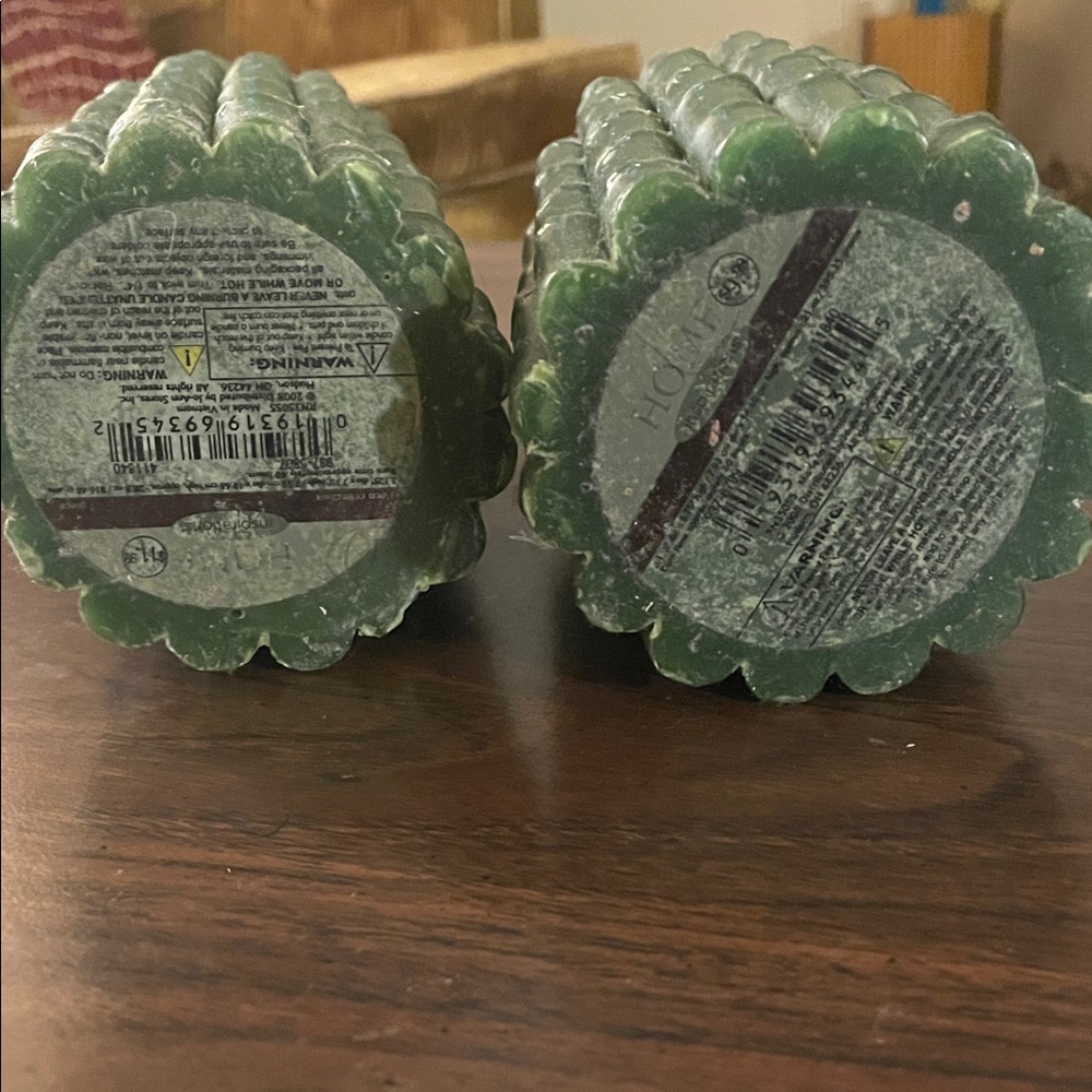 Vintage Never Used Green Bamboo Candle Set - Picture 4 of 4